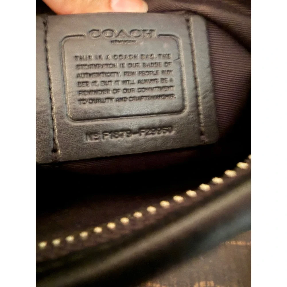 Coach Signature File Crossbody Bag Black Grey Jacquard Canvas F29960 EUC